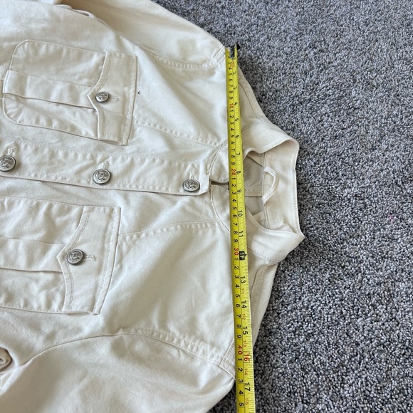 Lauren Ralph Lauren Ivory Cotton 4 Pocket Utility Botton Up Jacket Size 10 - Picture 5 of 9